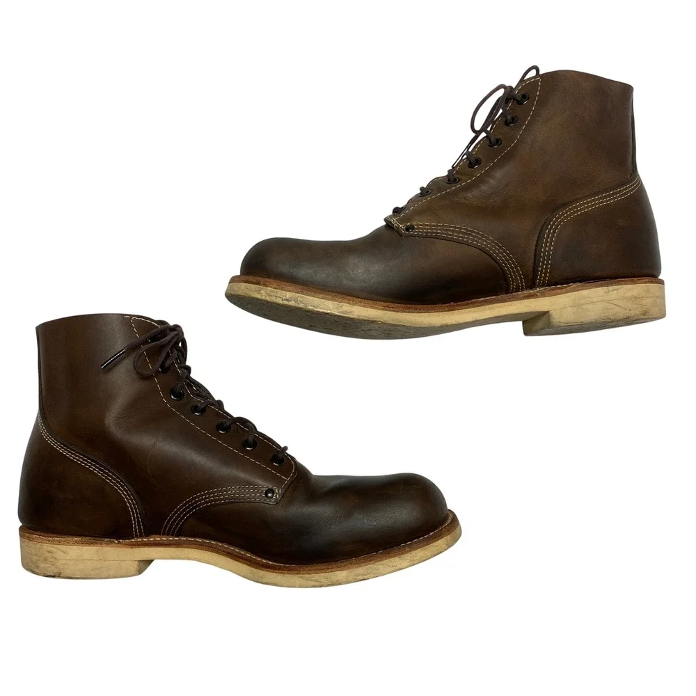 RRL Ralph Lauren Murry Boots Mens 10 Brown Leather Lace Up Bench Made USA